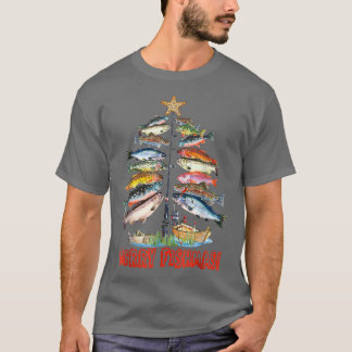 Merry Fishmas Funny Christmas Tree Lights Fish Fis T-Shirt