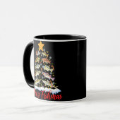 Merry Fishmas Funny Christmas Tree Lights Fish Fis Tasse (Vorderseite Links)