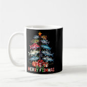 Merry Fishmas Funny Christmas Tree Lights Fishing Kaffeetasse (Links)