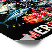 Merry Fishmas Funny Christmas Tree Lights Fishing Poster (Ecke)