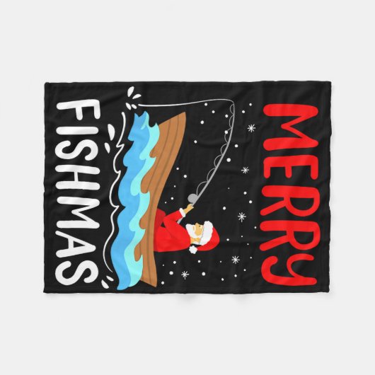 Merry Fishmas Funny Christmas Weihnachten Weihnach Fleecedecke (Vorderseite (Horizontal))