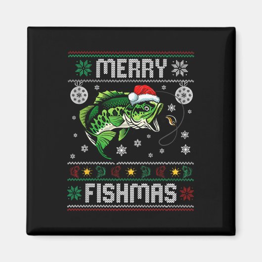 Merry Fishmas Funny Fish Fischerei Fischer Ugly Ch Magnet (Vorne)