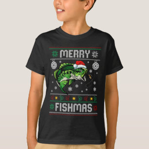Merry Fishmas Funny Fish Fischerei Fischer Ugly Ch T-Shirt