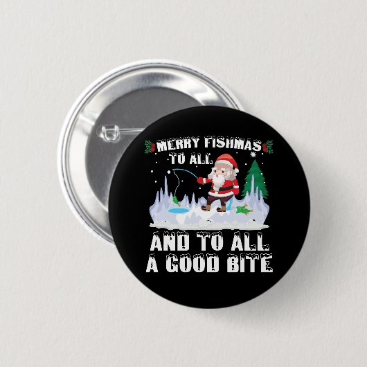 Merry Fishmas Funny Fish Fish Fishing Fisherman Xm Button (Vorne & Hinten)