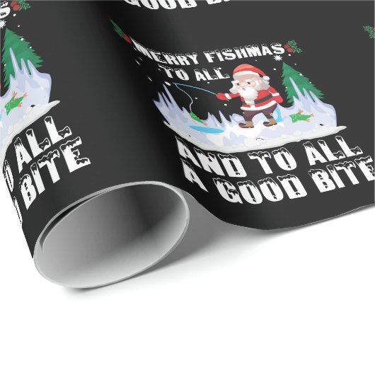 Merry Fishmas Funny Fish Fish Fishing Fisherman Xm Geschenkpapier (Rolleneckpunkt)
