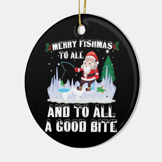 Merry Fishmas Funny Fish Fish Fishing Fisherman Xm Keramik Ornament (Links)