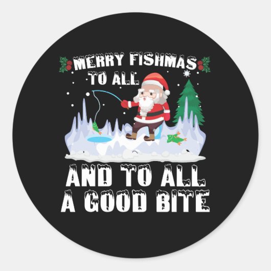 Merry Fishmas Funny Fish Fish Fishing Fisherman Xm Runder Aufkleber (Vorderseite)