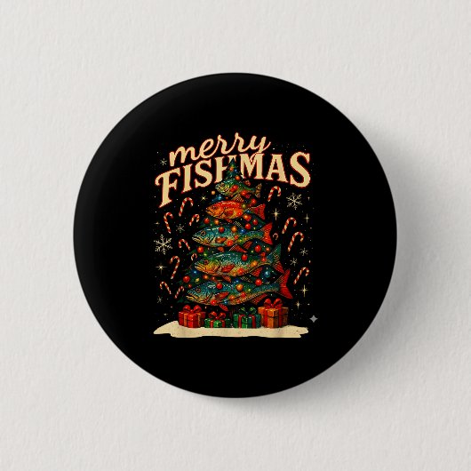Merry Fishmas Funny Fishing Christmas Design  Button (Vorderseite)