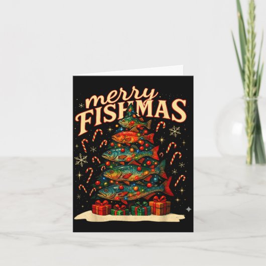 Merry Fishmas Funny Fishing Christmas Design  Karte (Vorderseite)