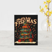 Merry Fishmas Funny Fishing Christmas Design Karte (Gelbe Blume)