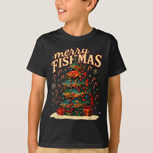Merry Fishmas Funny Fishing Christmas Design  T-Shirt (Vorderseite)