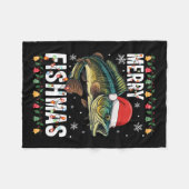 Merry Fishmas Funny Fishing Christmas Pajama Fishe Fleecedecke (Vorderseite (Horizontal))