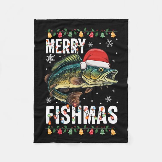 Merry Fishmas Funny Fishing Christmas Pajama Fishe Fleecedecke (Vorderseite)