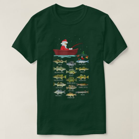 Merry Fishmas Funny Fishing Weihnachtsbaumlichter T-Shirt (Design vorne)