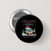 Merry Fishmas - Funny Ugly Christmas Carp Fishing Button (Vorne & Hinten)