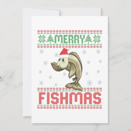 Merry Fishmas Funny Ugly Christmas Sweater Fish Dankeskarte (Vorderseite)