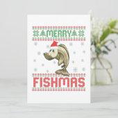 Merry Fishmas Funny Ugly Christmas Sweater Fish Dankeskarte (Stehend Vorderseite)