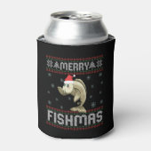 Merry Fishmas Funny Ugly Christmas Sweater Fish Dosenkühler (Kanne Vorderseite)