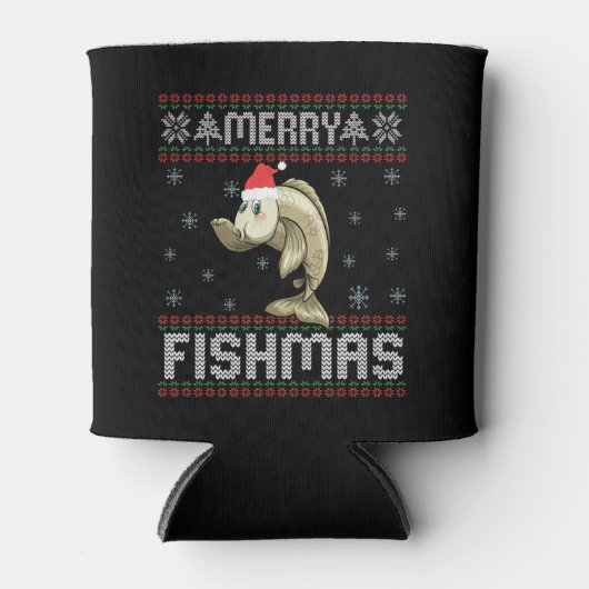 Merry Fishmas Funny Ugly Christmas Sweater Fish Dosenkühler (Vorderseite)