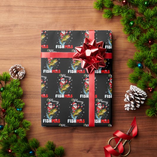 Merry Fishmas Gift Wrap, Fish Fishing Christmas Geschenkpapier (Feiertagsgeschenk)