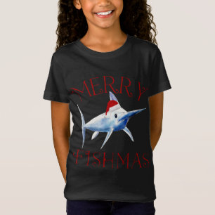 Merry Fishmas Marlin Weihnachtsmannmütze Weihnacht T-Shirt