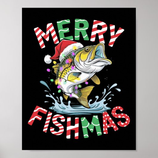 Merry Fishmas Santa Fishing Funny Fisherman Christ Poster (Vorne)