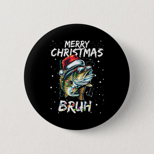 Merry Fishmas Santa Fishing Lovers Funny Fisherman Button (Vorderseite)