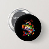 Merry Fishmas Santa Fishing Lovers Funny Fisherman Button (Vorne & Hinten)