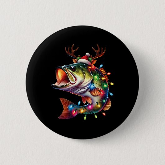 Merry Fishmas Santa Fishing Lovers Funny Fisherman Button (Vorderseite)