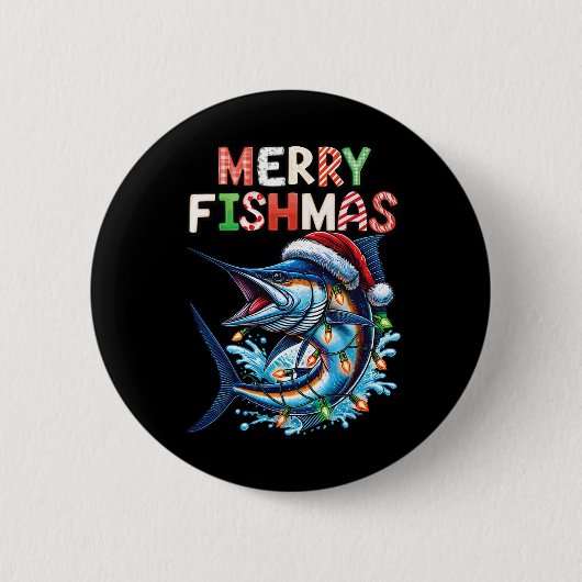 Merry Fishmas Santa Fishing Lovers Funny Fisherman Button (Vorderseite)
