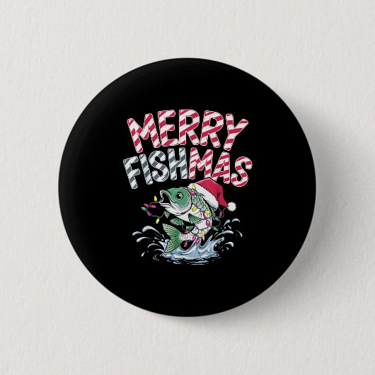 Merry Fishmas Santa Fishing Lovers Funny Fisherman Button (Vorderseite)