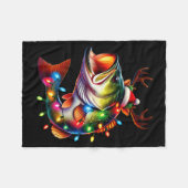 Merry Fishmas Santa Fishing Lovers Funny Fisherman Fleecedecke (Vorderseite (Horizontal))