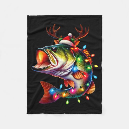 Merry Fishmas Santa Fishing Lovers Funny Fisherman Fleecedecke (Vorderseite)