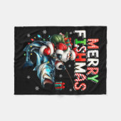 Merry Fishmas Santa Fishing Lovers Funny Fisherman Fleecedecke (Vorderseite (Horizontal))
