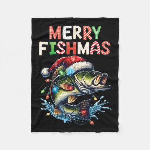 Merry Fishmas Santa Fishing Lovers Funny Fisherman Fleecedecke