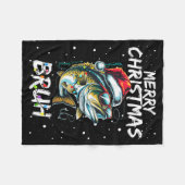 Merry Fishmas Santa Fishing Lovers Funny Fisherman Fleecedecke (Vorderseite (Horizontal))