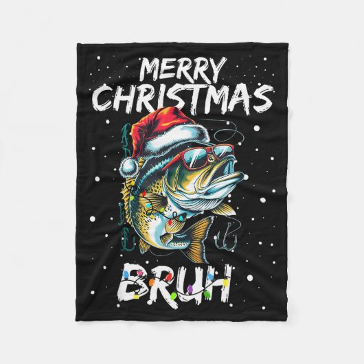 Merry Fishmas Santa Fishing Lovers Funny Fisherman Fleecedecke (Vorderseite)