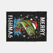 Merry Fishmas Santa Fishing Lovers Funny Fisherman Fleecedecke (Vorderseite (Horizontal))