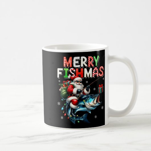 Merry Fishmas Santa Fishing Lovers Funny Fisherman Kaffeetasse (Rechts)