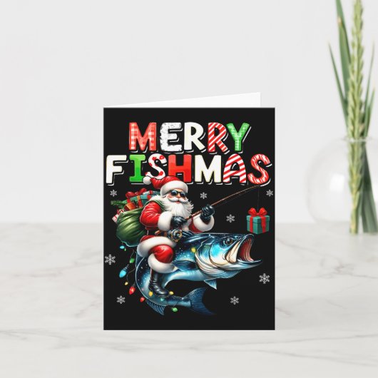 Merry Fishmas Santa Fishing Lovers Funny Fisherman Karte (Vorderseite)
