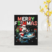 Merry Fishmas Santa Fishing Lovers Funny Fisherman Karte (Gelbe Blume)