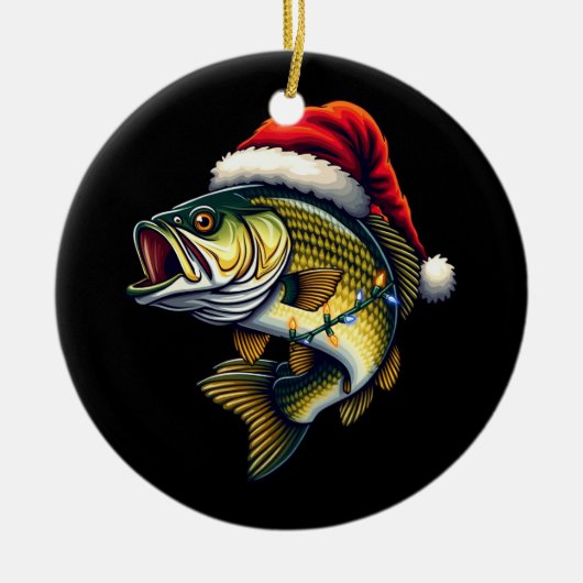 Merry Fishmas Santa Fishing Lovers Funny Fisherman Keramik Ornament (Vorne)