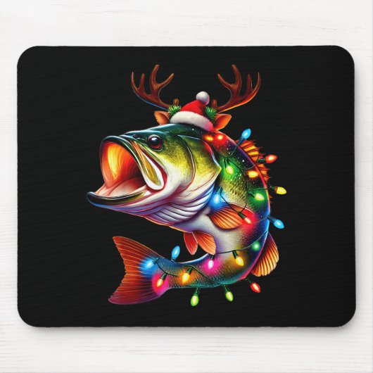 Merry Fishmas Santa Fishing Lovers Funny Fisherman Mousepad (Vorne)
