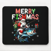 Merry Fishmas Santa Fishing Lovers Funny Fisherman Mousepad (Vorne)