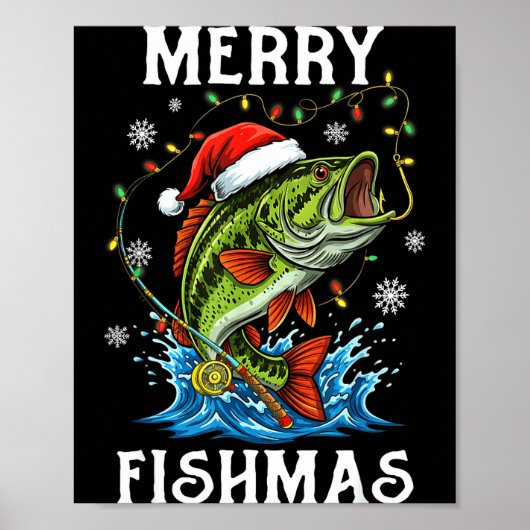 Merry Fishmas Santa Fishing Lovers Funny Fisherman Poster (Vorne)