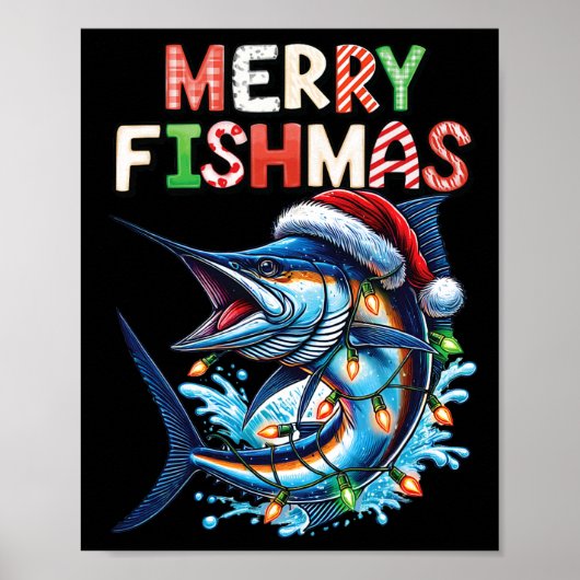Merry Fishmas Santa Fishing Lovers Funny Fisherman Poster (Vorne)