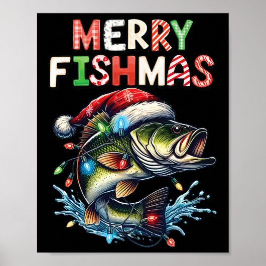 Merry Fishmas Santa Fishing Lovers Funny Fisherman Poster (Vorne)