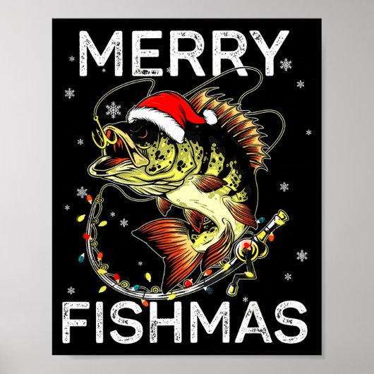 Merry Fishmas Santa Fishing Lovers Funny Fisherman Poster (Vorne)
