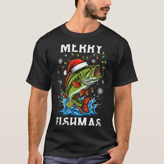 Merry Fishmas Santa Fishing Lovers Funny Fisherman T-Shirt (Vorderseite)