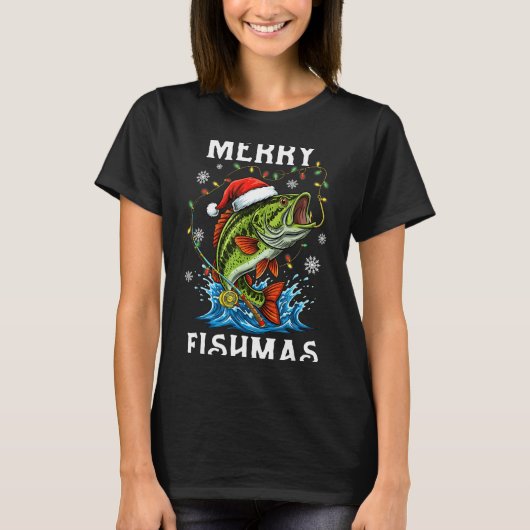 Merry Fishmas Santa Fishing Lovers Funny Fisherman T-Shirt (Vorderseite)